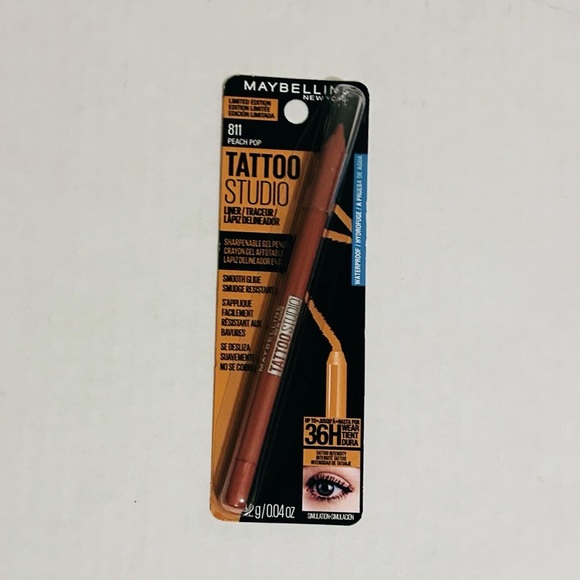 ⭐️5 For 25⭐️ Maybelline Tattoo Studio Gel Pencil Waterproof Eyeliner Peach Pop - Picture 2 of 5
